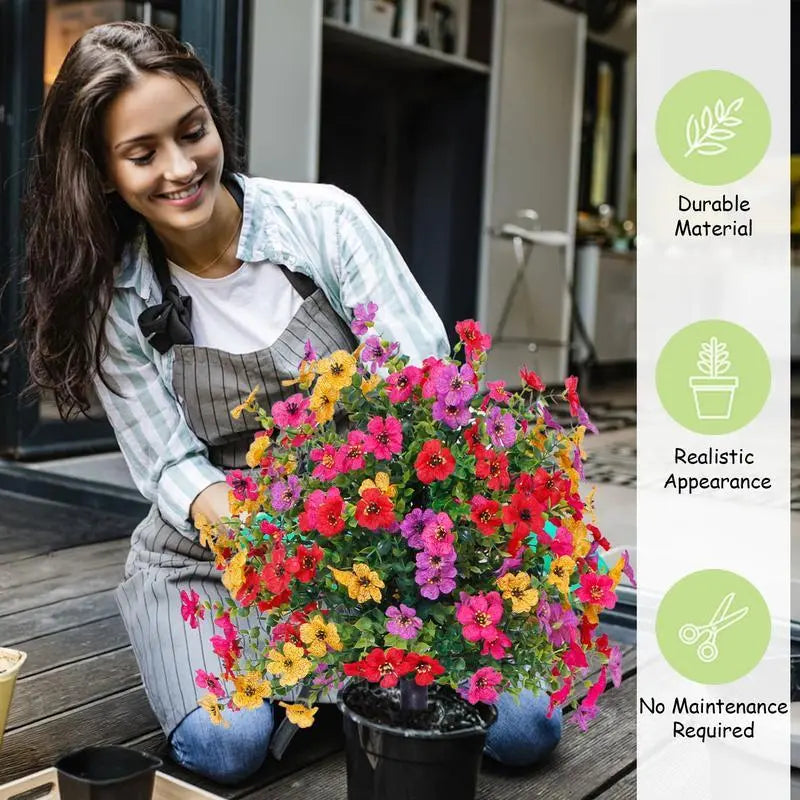 9-Color Artificial Flower (6pcs/12pcs/24pcs/set), UV Resistant Colorfu ...